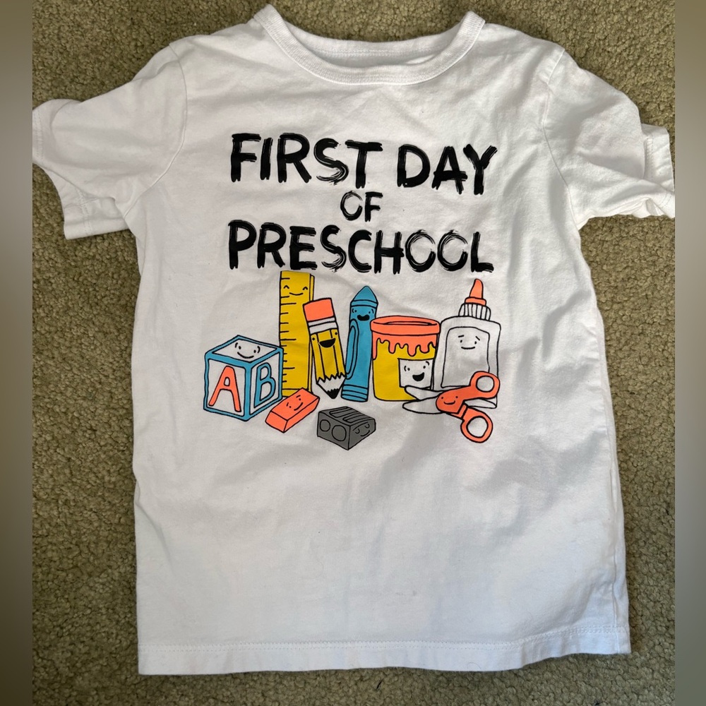 First Day of Preschool White Tee - 4T